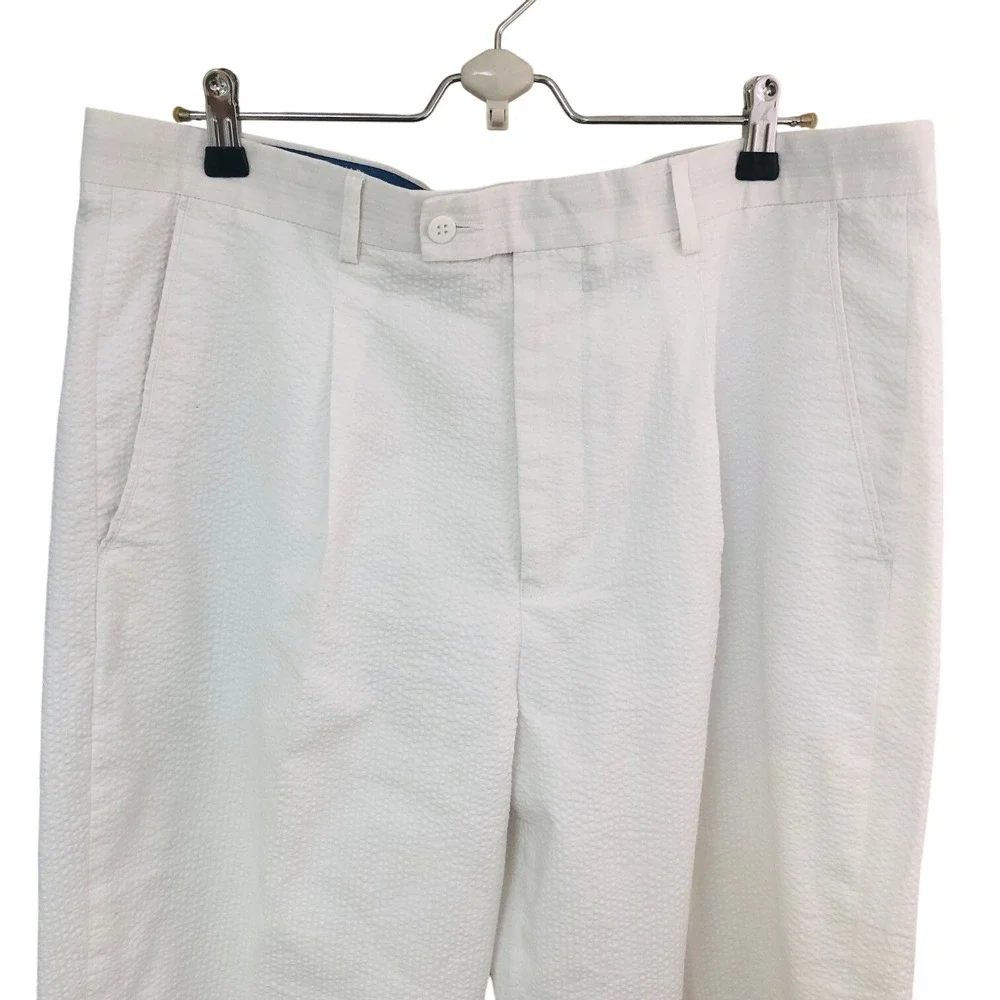 Lot‎ of 2 Linea Uomo Seersucker Pants Mens Fits 38x25.75 Pleated Coastal Preppy